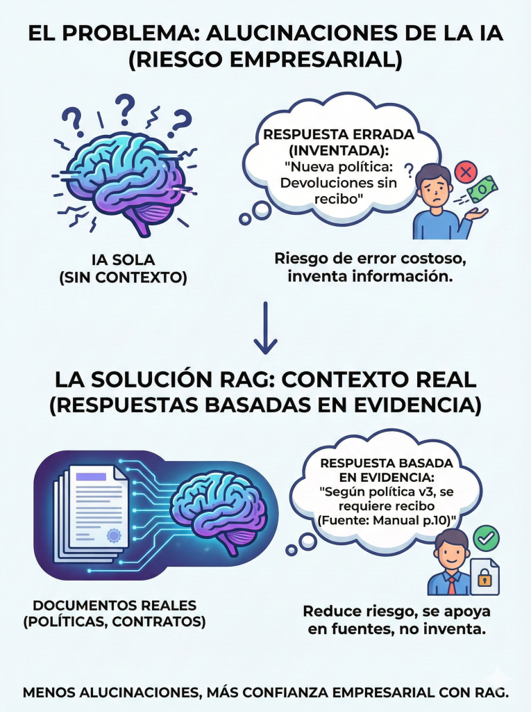 Ilustración de como la IA puede alusinar si no se le guia correctamente