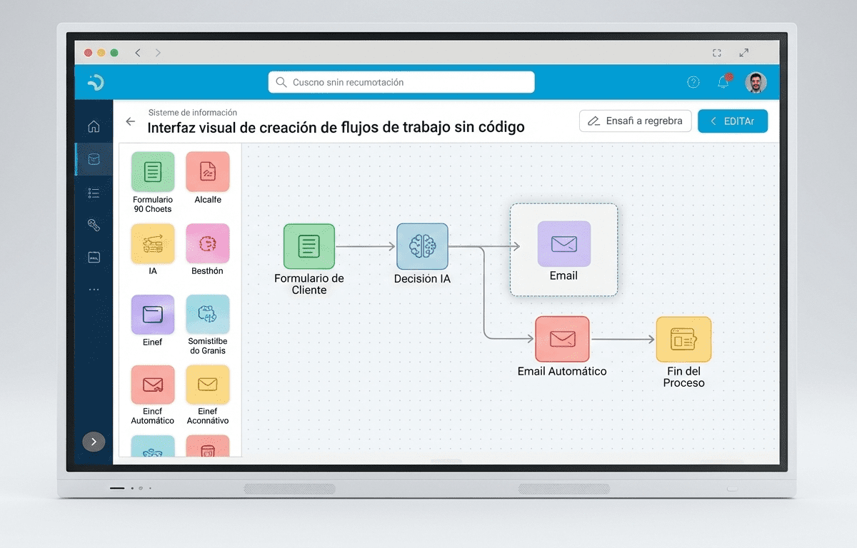 Interfaz de automatización de low-code y no-code