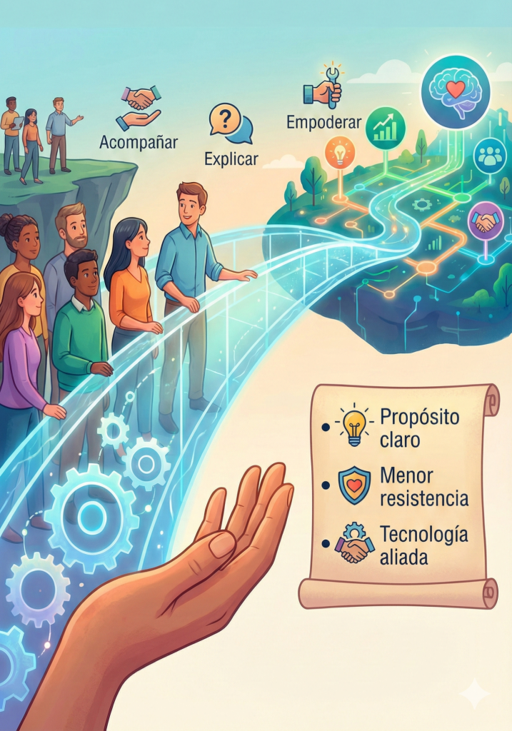 Personas haciendo una transicion postivia a la digitalización